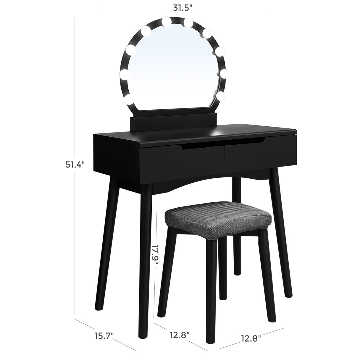 Latitude Run® Gassaway 31.5'' Wide Vanity Set with Stool and Mirror